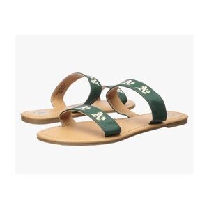 🆕 Oakland A’s MLB women’s slide slip on sandals green yellow tan